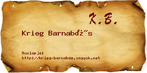 Krieg Barnabás névjegykártya